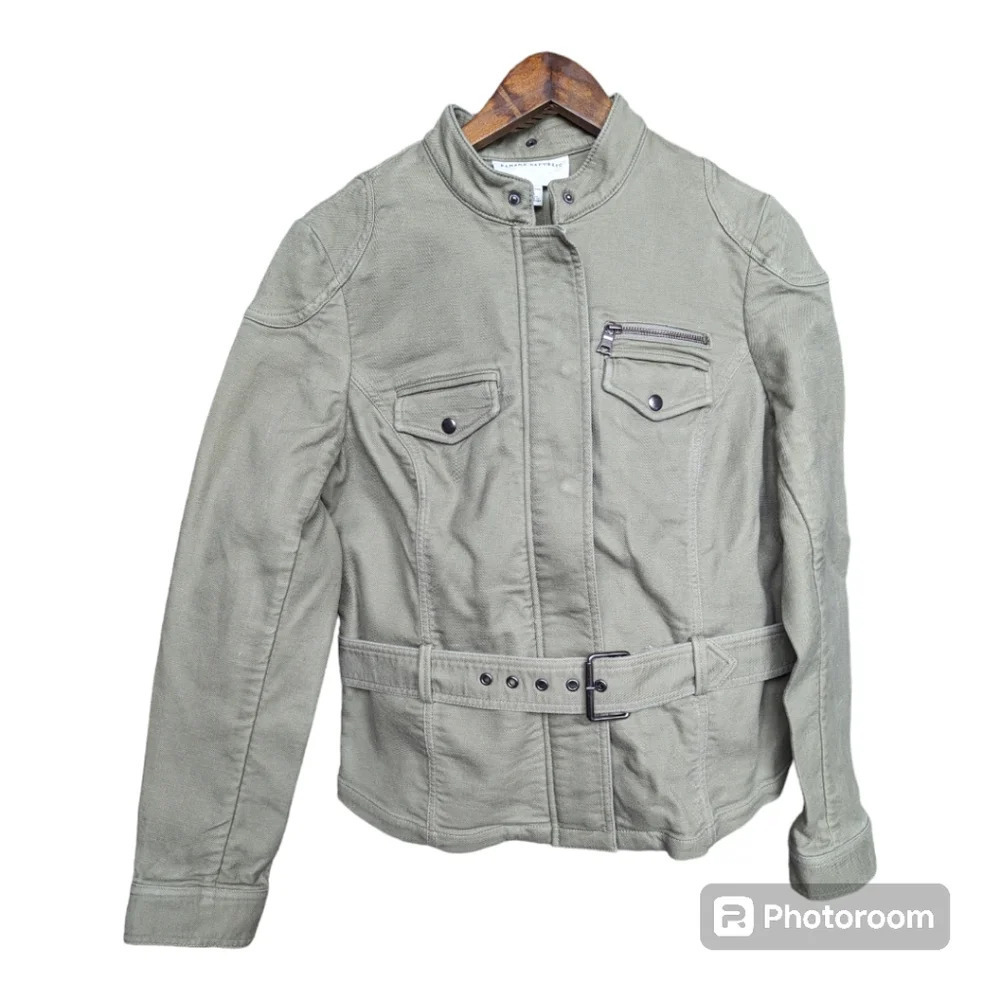 Banana  Republic stretch jeans biker jacket with belt & shoulder & elbow patches